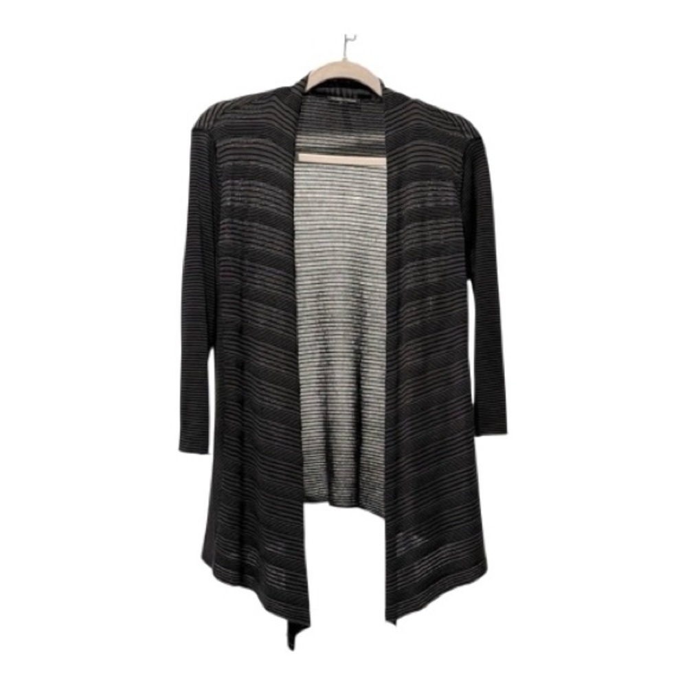 Eileen Fisher Silk Blend Open Weave Cardigan S | Lightweight Draped Gray Sweater